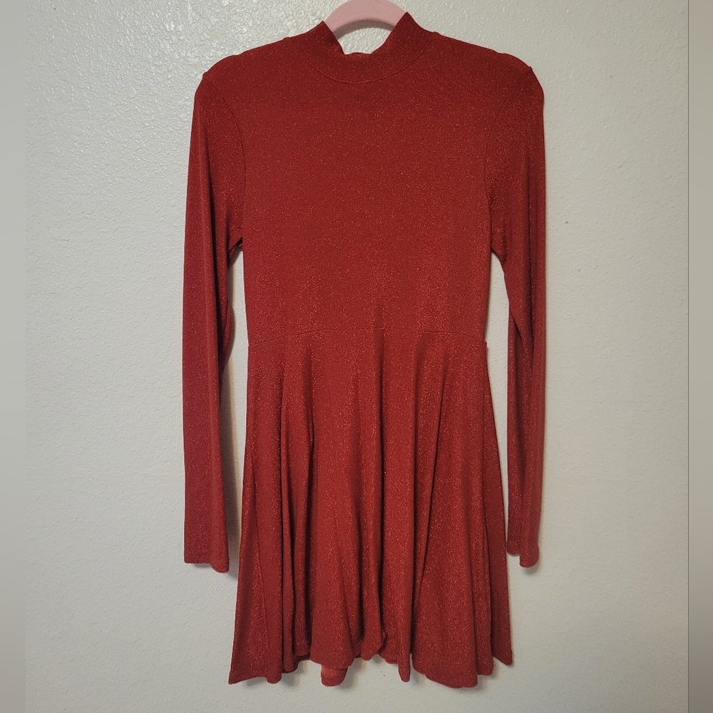 wild fable Shimmery Red Long-Sleeve Dress